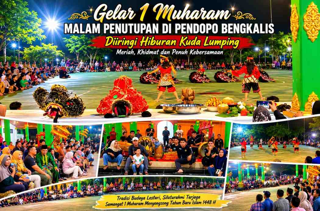 Gelar 1 Muharam Malam Penutupan Di Pendopo Bengkalis Diiringi Hiburan Kuda Lumping