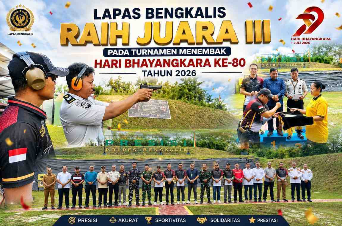Lapas Bengkalis Raih Juara III pada Turnamen Menembak Hari Bhayangkara ke-80 Tahun 2026