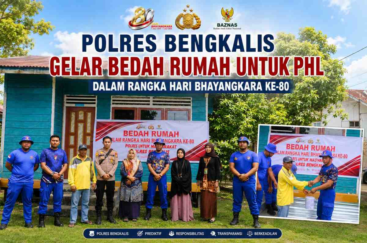 Polres Bengkalis Gelar Bedah Rumah untuk PHL dalam Rangka Hari Bhayangkara ke-80