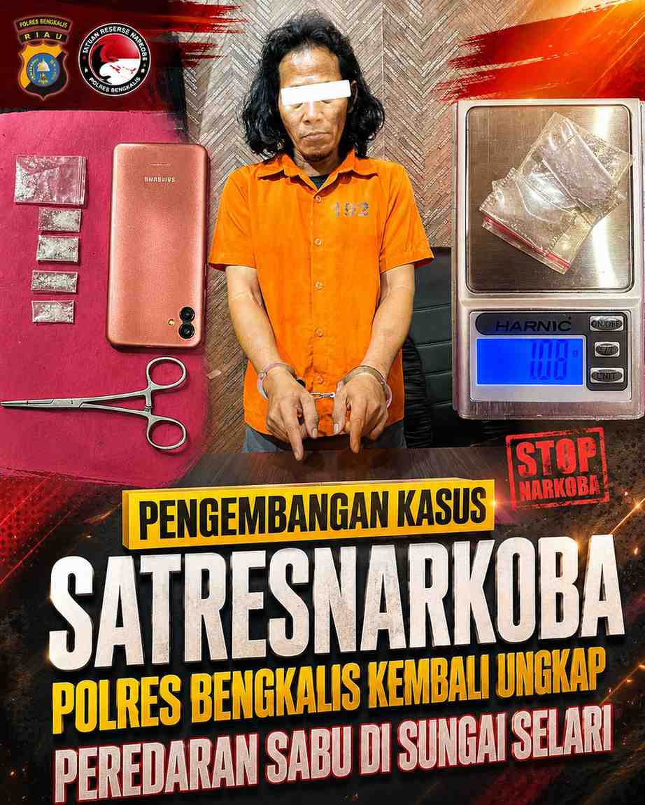 PENGEMBANGAN KASUS, SATRESNARKOBA POLRES BENGKALIS KEMBALI UNGKAP PEREDARAN SABU DI SUNGAI SELARI
