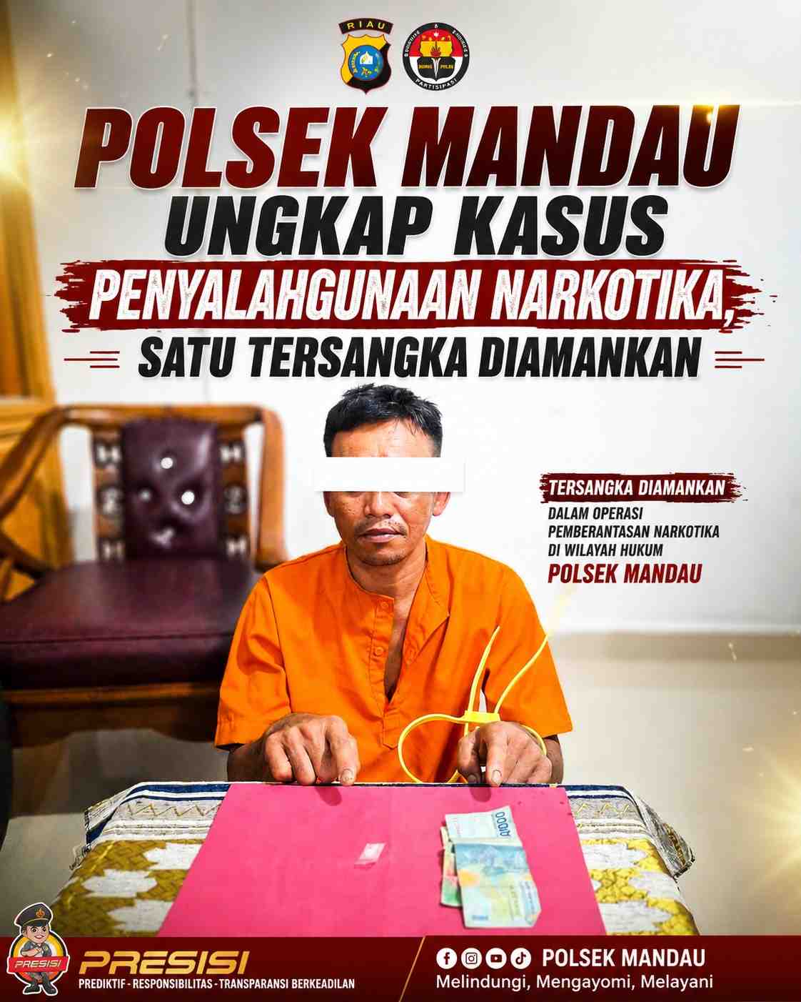 Polsek Mandau Ungkap Kasus Penyalahgunaan Narkotika, Satu Tersangka Diamankan
