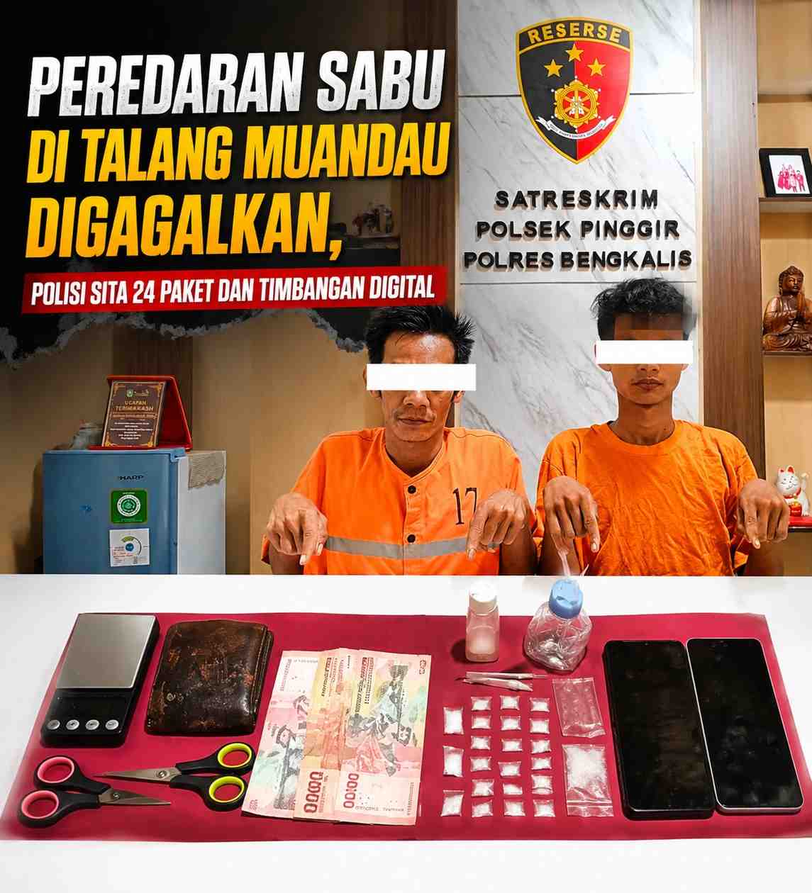 Peredaran Sabu di Talang Muandau Digagalkan, Polisi Sita 24 Paket dan Timbangan Digital