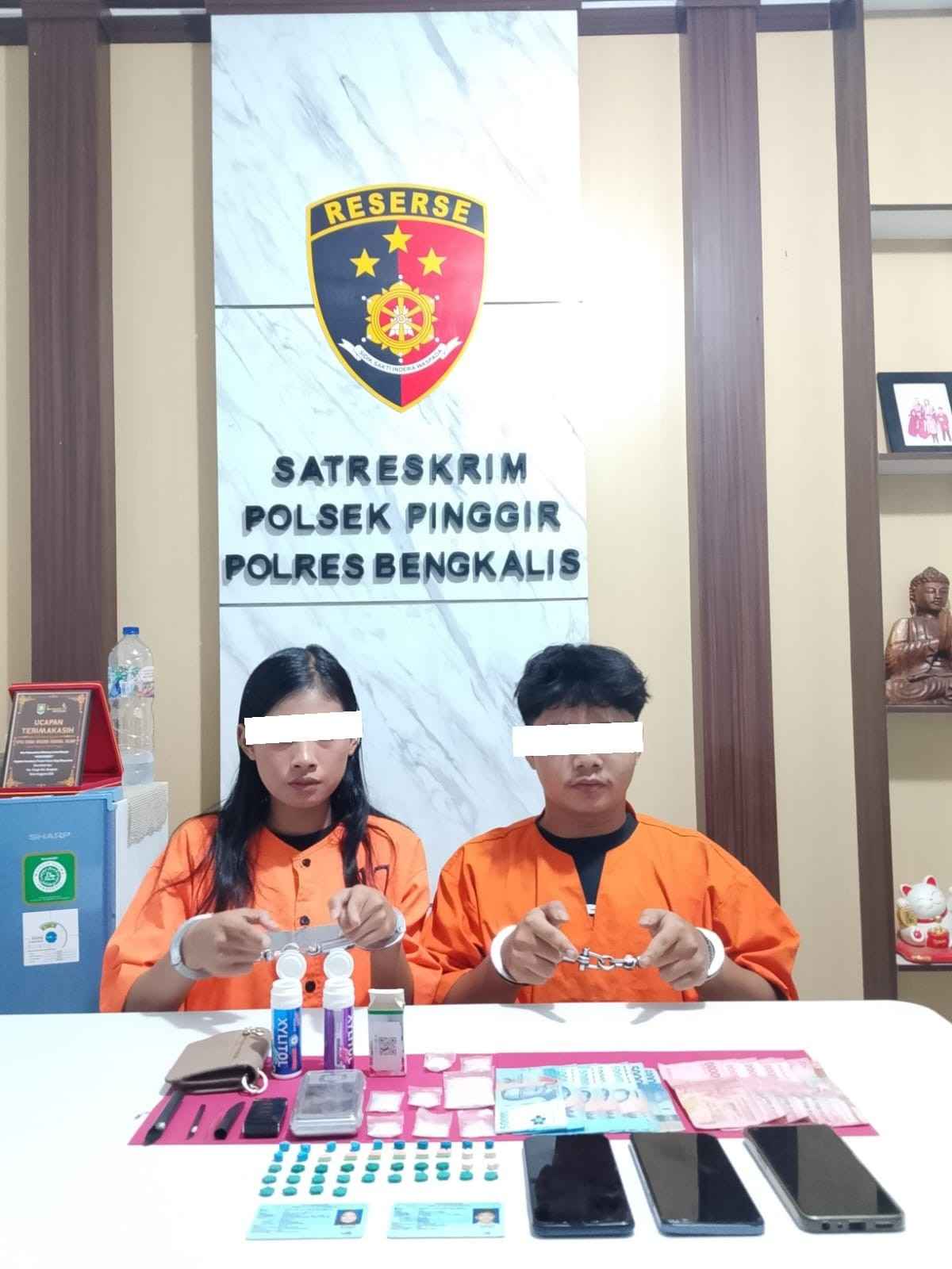 Polsek Pinggir Bongkar Jaringan Narkoba, Sita 27,72 Gram Sabu dan 44 Butir Ekstasi