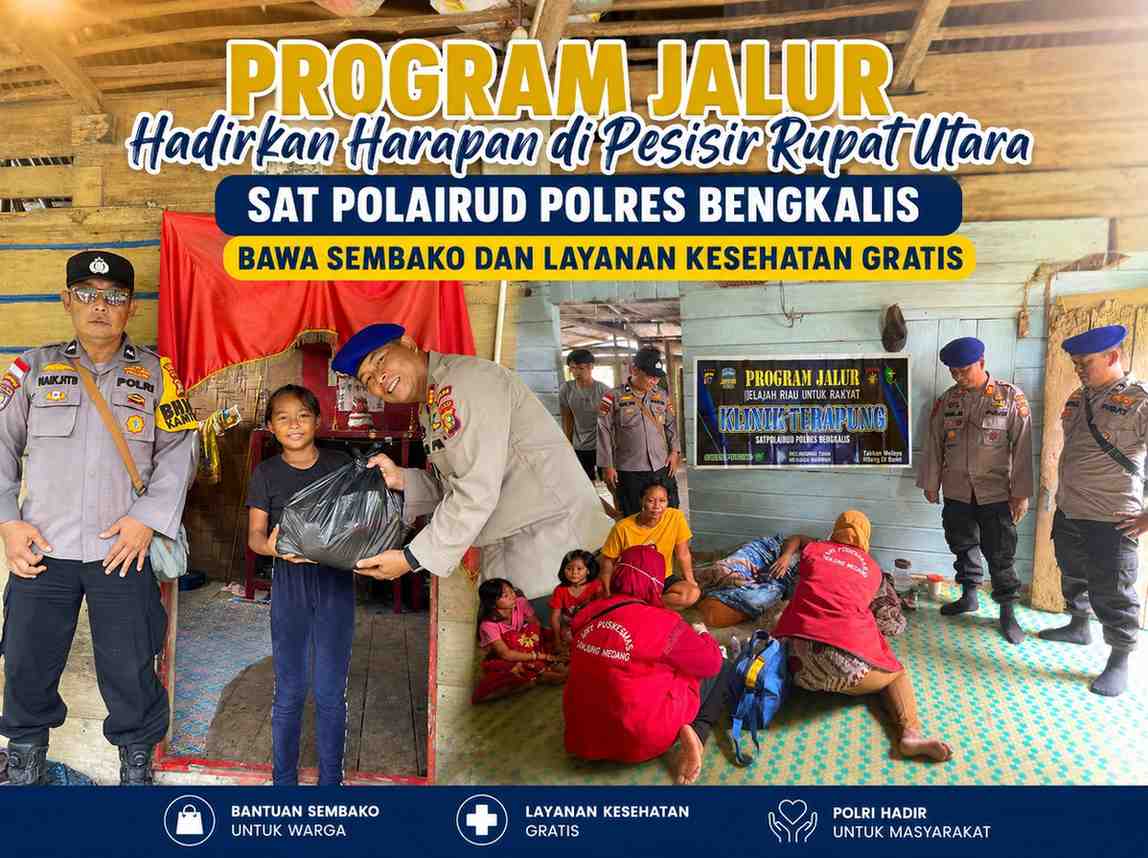 Program JALUR Hadirkan Harapan di Pesisir Rupat Utara, Sat Polairud Polres Bengkalis Bawa Sembako dan Layanan Kesehatan Gratis