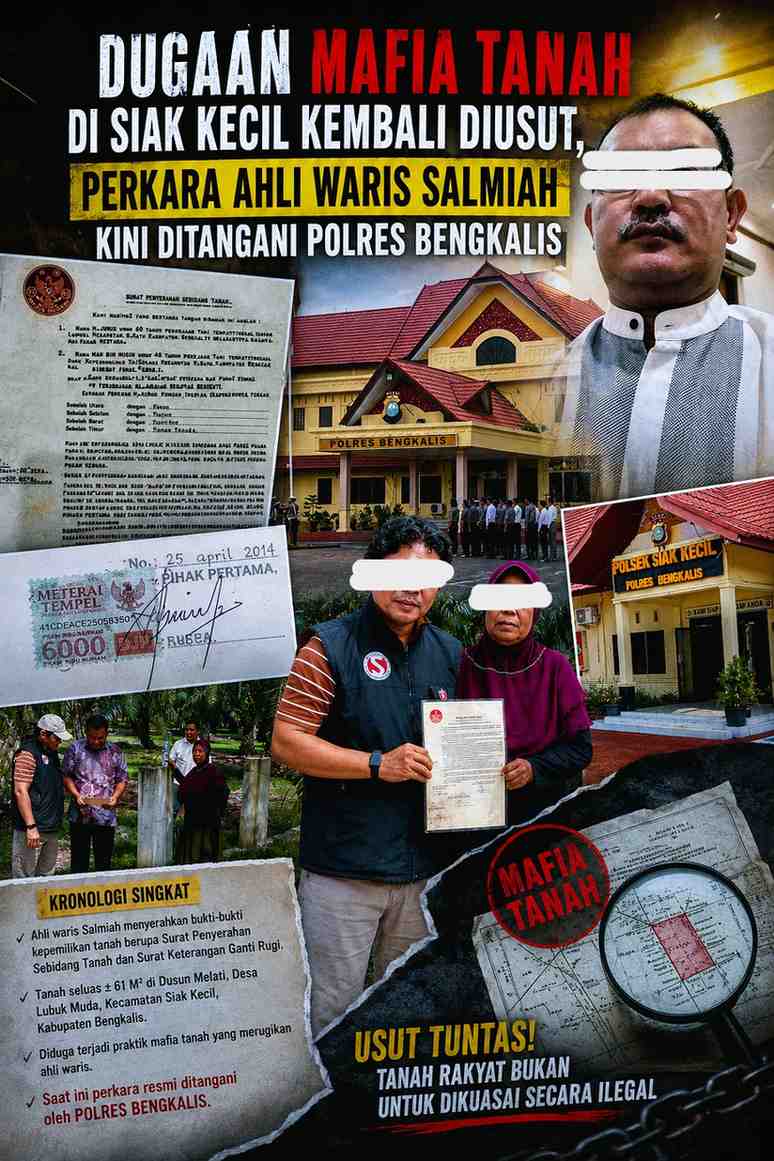 Dugaan Mafia Tanah di Siak Kecil Kembali Diusut, Perkara Ahli Waris Salmiah Kini Ditangani Polres Bengkalis