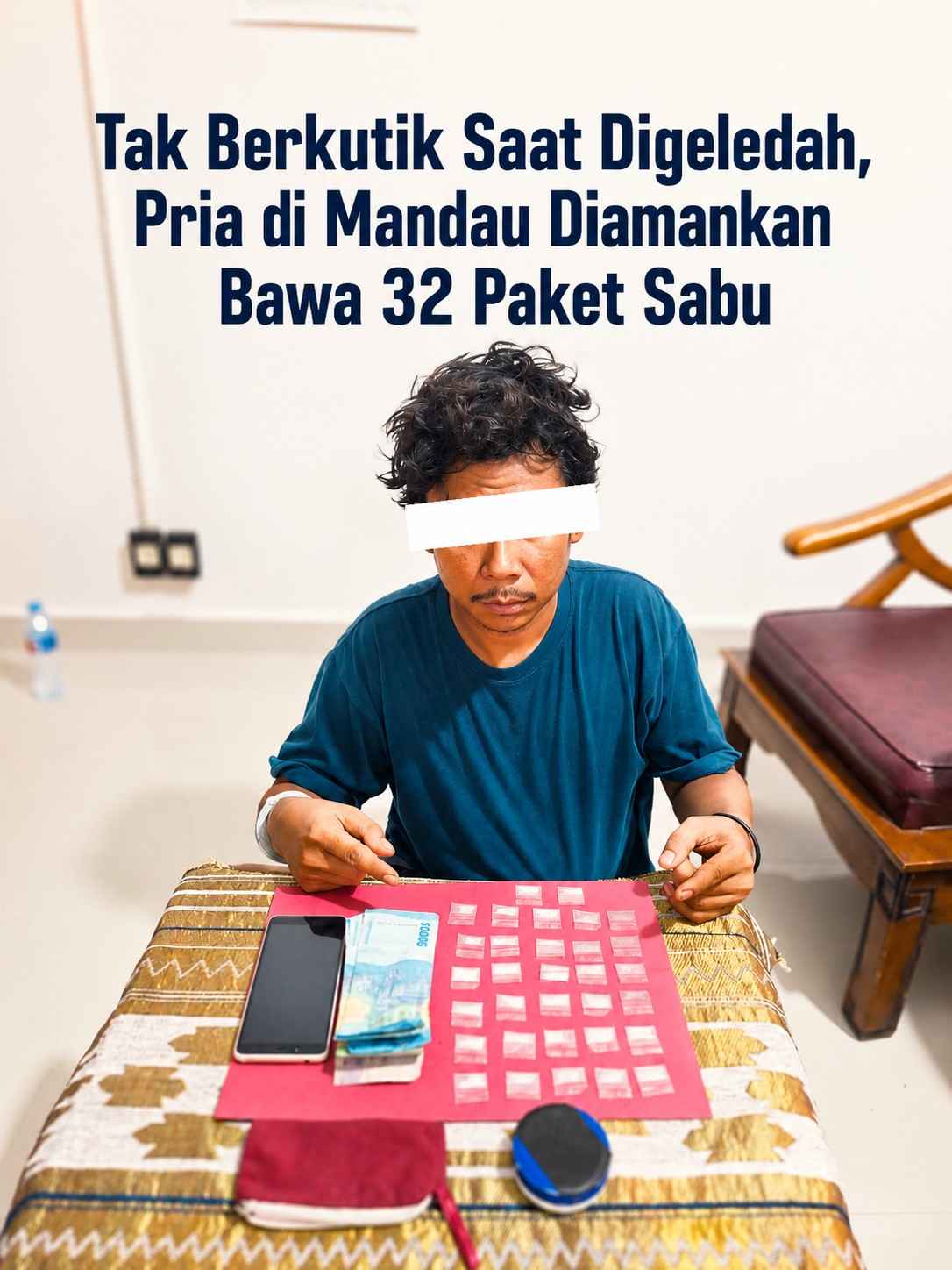 "Tak Berkutik Saat Digeledah, Pria di Mandau Diamankan Bawa 32 Paket Sabu"