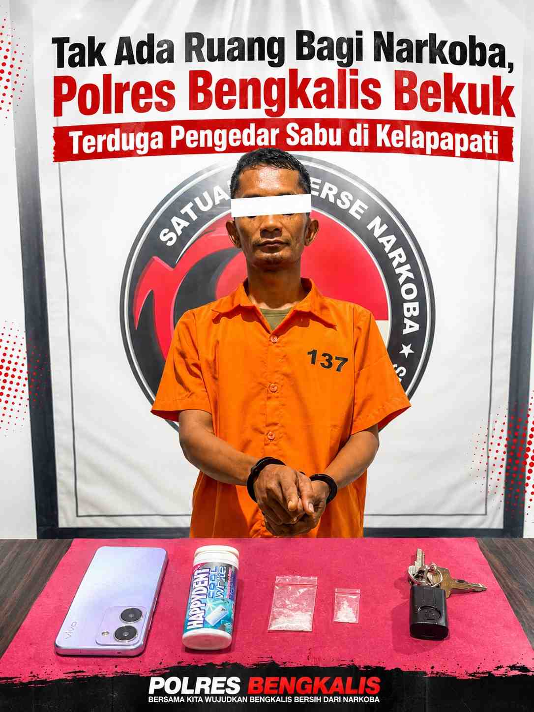 "Tak Ada Ruang Bagi Narkoba, Polres Bengkalis Bekuk Terduga Pengedar Sabu di Kelapapati".