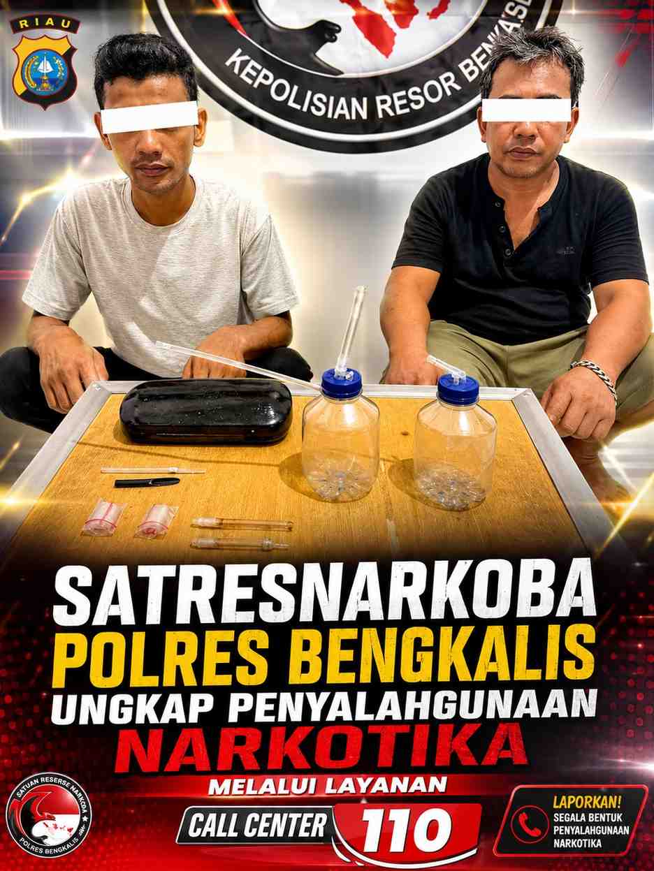 Satresnarkoba Polres Bengkalis Ungkap Penyalahgunaan Narkotika Melalui Layanan Call Center 110