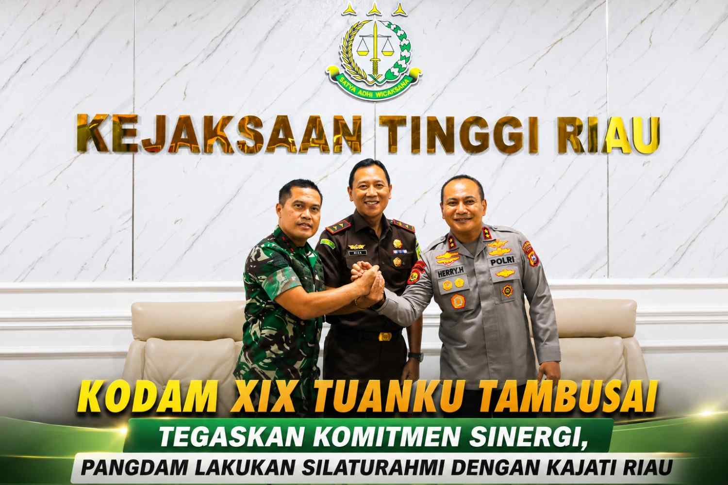Kodam XIX Tuanku Tambusai Tegaskan Komitmen Sinergi, Pangdam Lakukan Silaturahmi dengan Kajati Riau