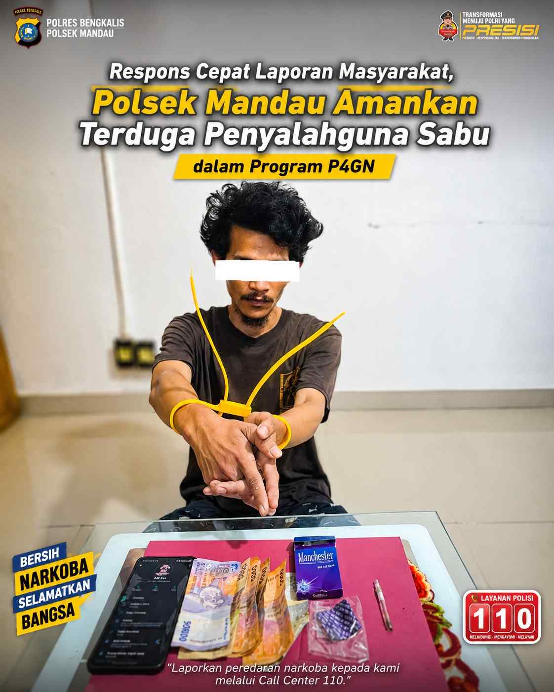 Respons Cepat Laporan Masyarakat, Polsek Mandau Amankan Terduga Penyalahguna Sabu dalam Program P4GN