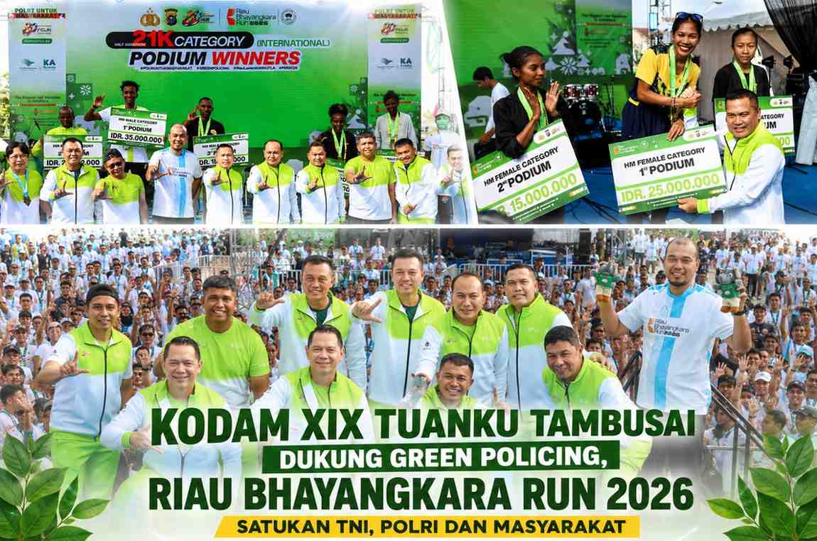Kodam XIX Tuanku Tambusai Dukung Green Policing, Riau Bhayangkara Run 2026 Satukan TNI, Polri dan Masyarakat