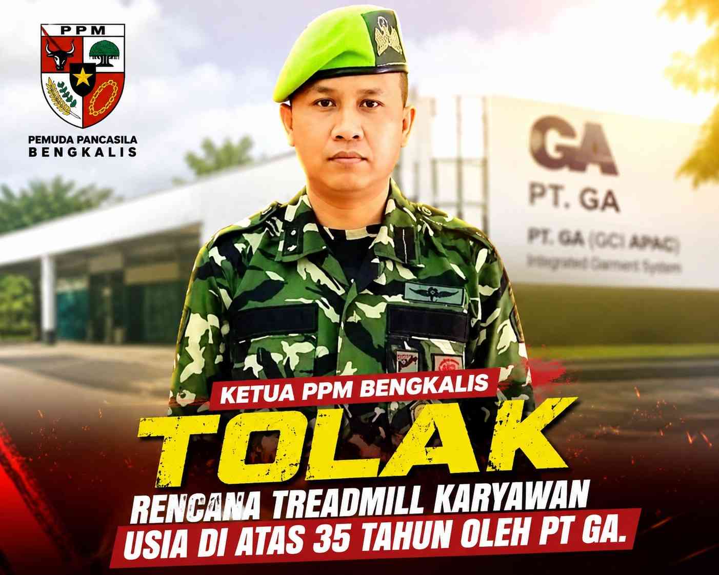 Ketua PPM Bengkalis Tolak Rencana Treadmill Karyawan Usia di Atas 35 Tahun oleh PT GA.