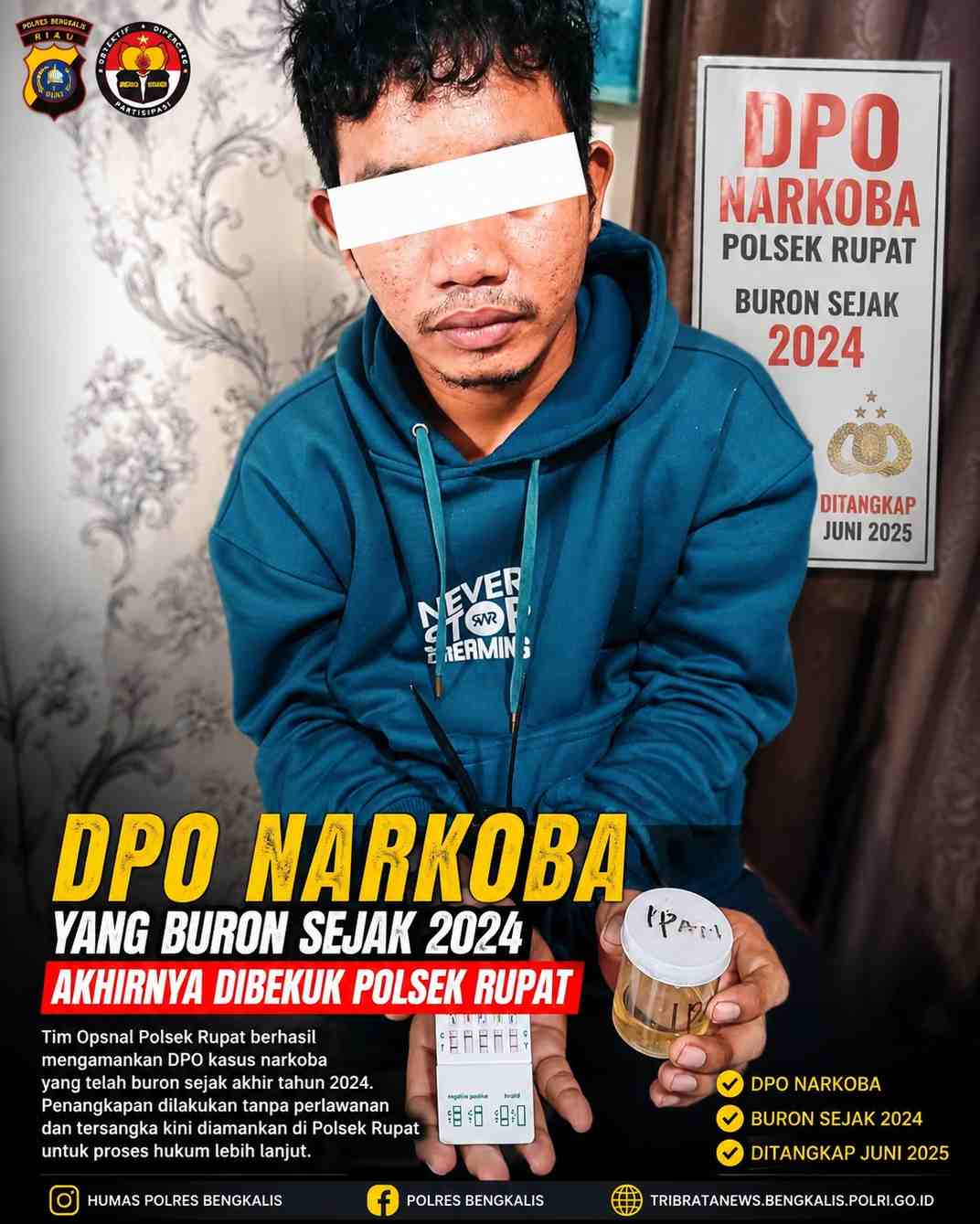 DPO Narkoba yang Buron Sejak 2024 Akhirnya Dibekuk Polsek Rupat