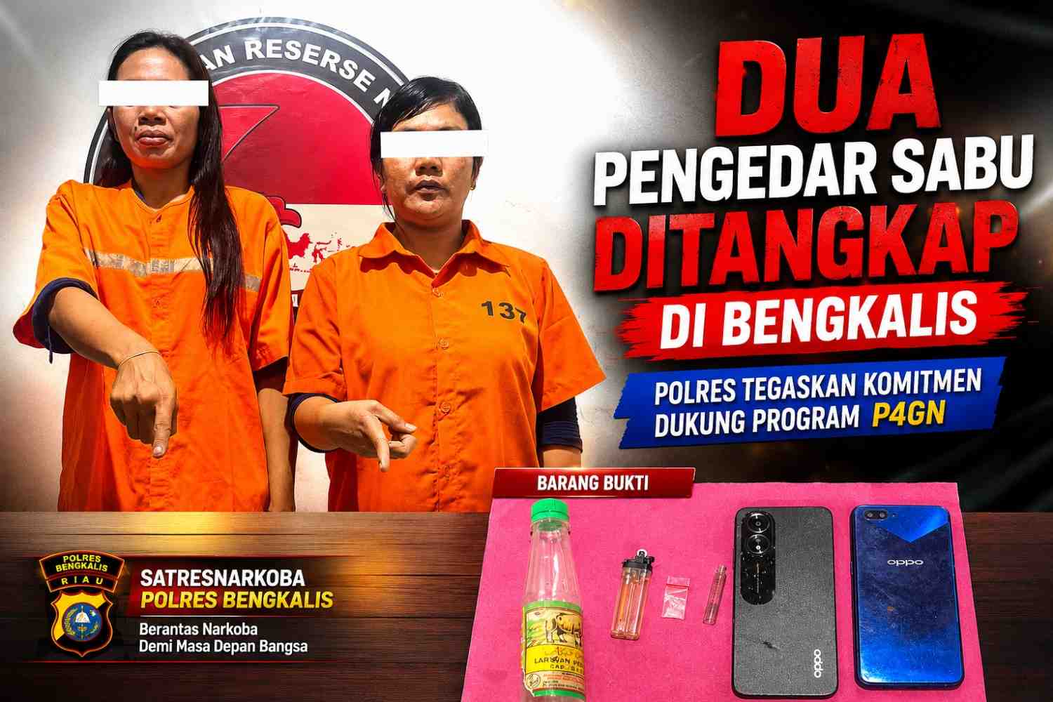 Dua Pengedar Sabu Ditangkap di Bengkalis, Polres Tegaskan Komitmen Dukung Program P4GN
