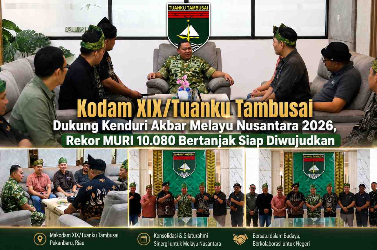 Kodam XIX/Tuanku Tambusai Dukung Kenduri Akbar Melayu Nusantara 2026, Rekor MURI 10.080 Bertanjak Siap Diwujudkan