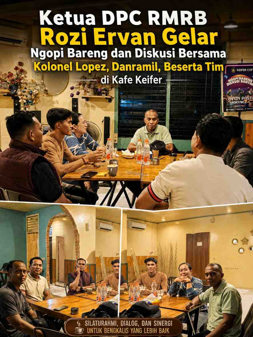 Ketua DPC RMRB Kab. Bengkalis - Duri Rozi Ervan Gelar Ngopi Bareng dan Diskusi Bersama Kolonel Lopez, Danramil, Beserta Tim di Kafe Keifer