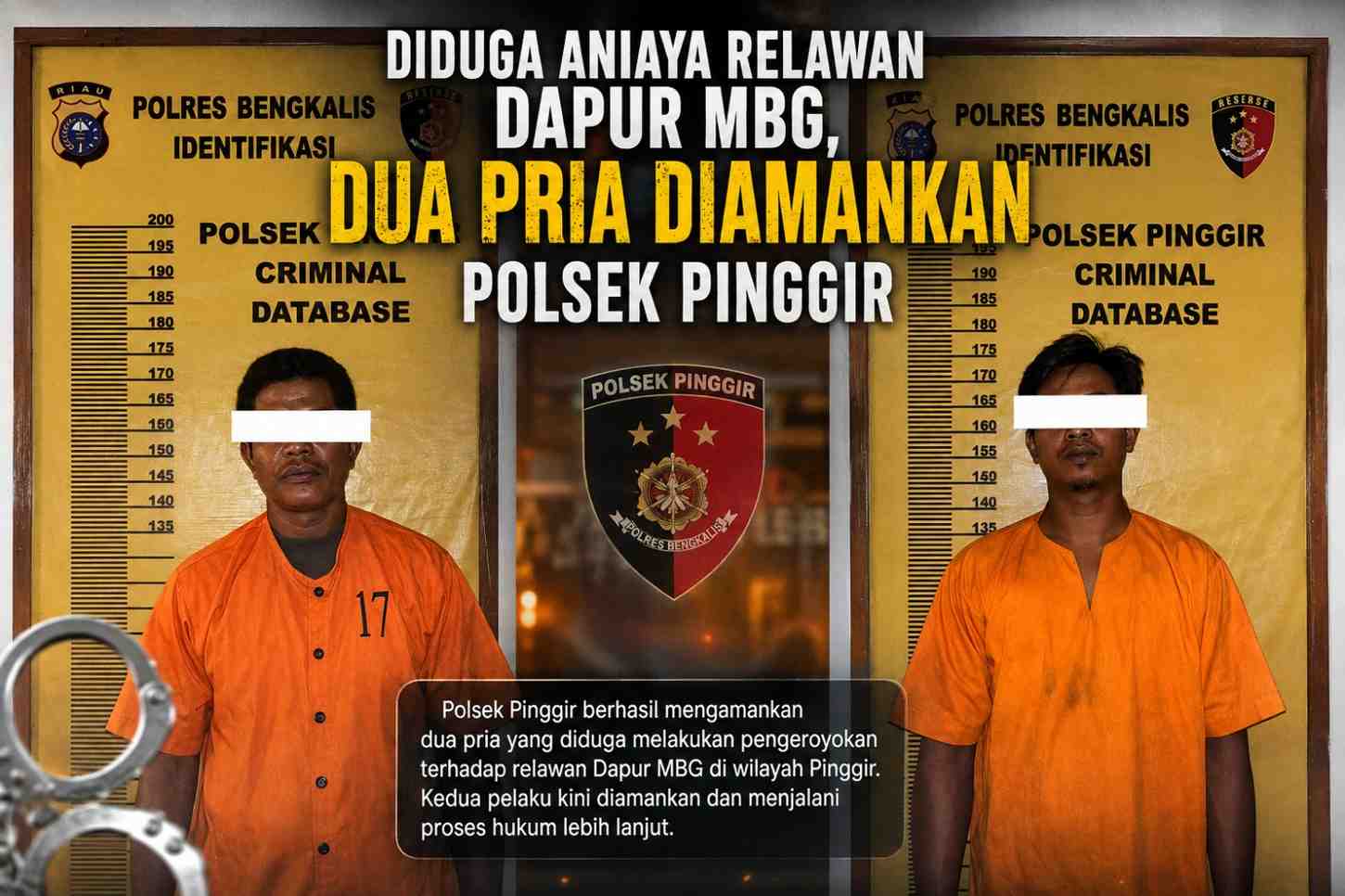Diduga Aniaya Relawan Dapur MBG, Dua Pria Diamankan Polsek Pinggir