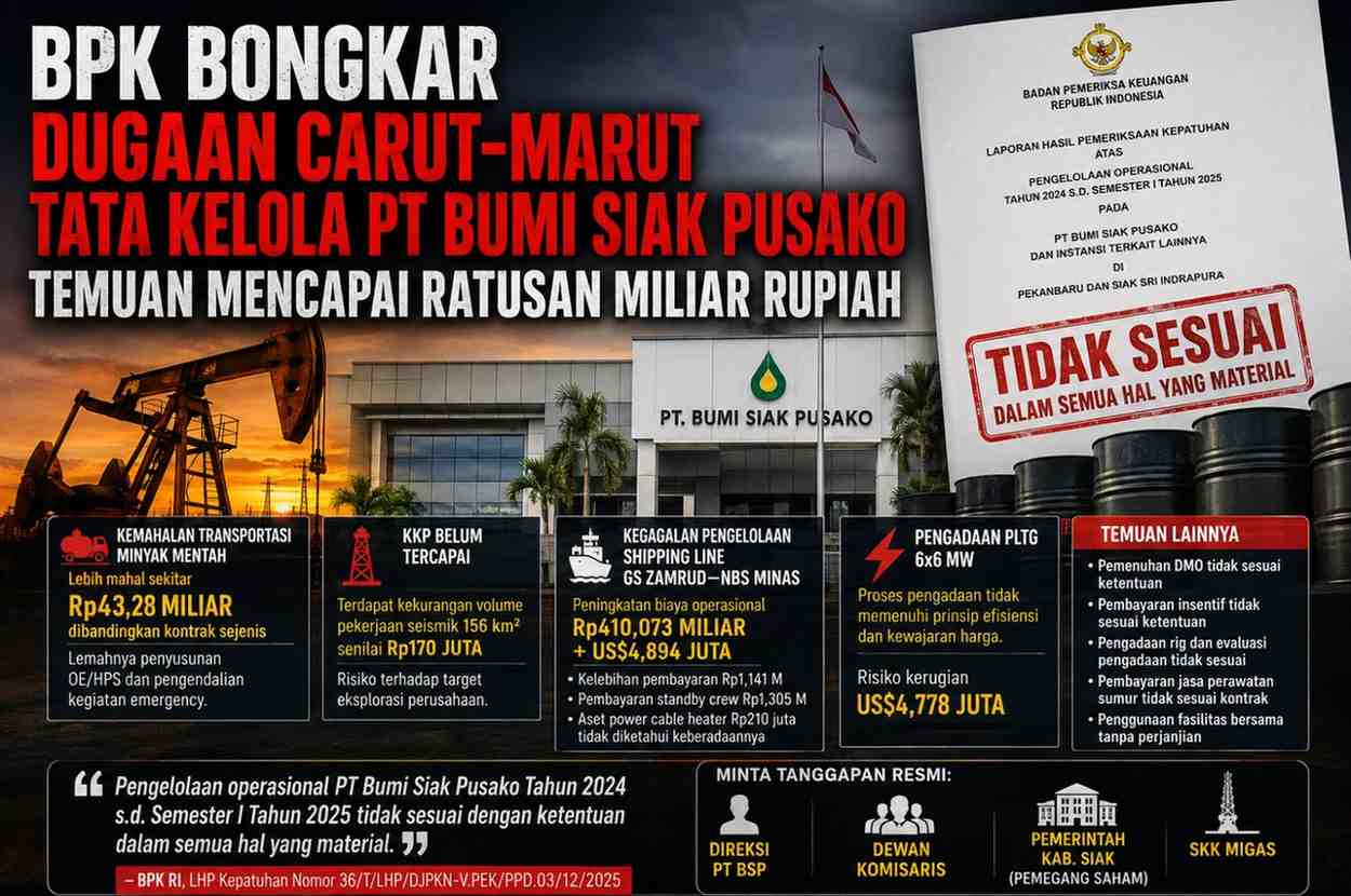 BPK Bongkar Dugaan Carut-Marut Tata Kelola PT Bumi Siak Pusako, Temuan Capai Ratusan Miliar Rupiah