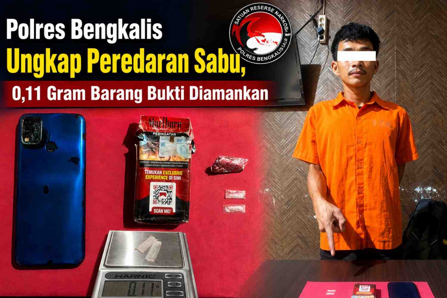 Polres Bengkalis Ungkap Peredaran Sabu, 0,11 Gram Barang Bukti Diamankan