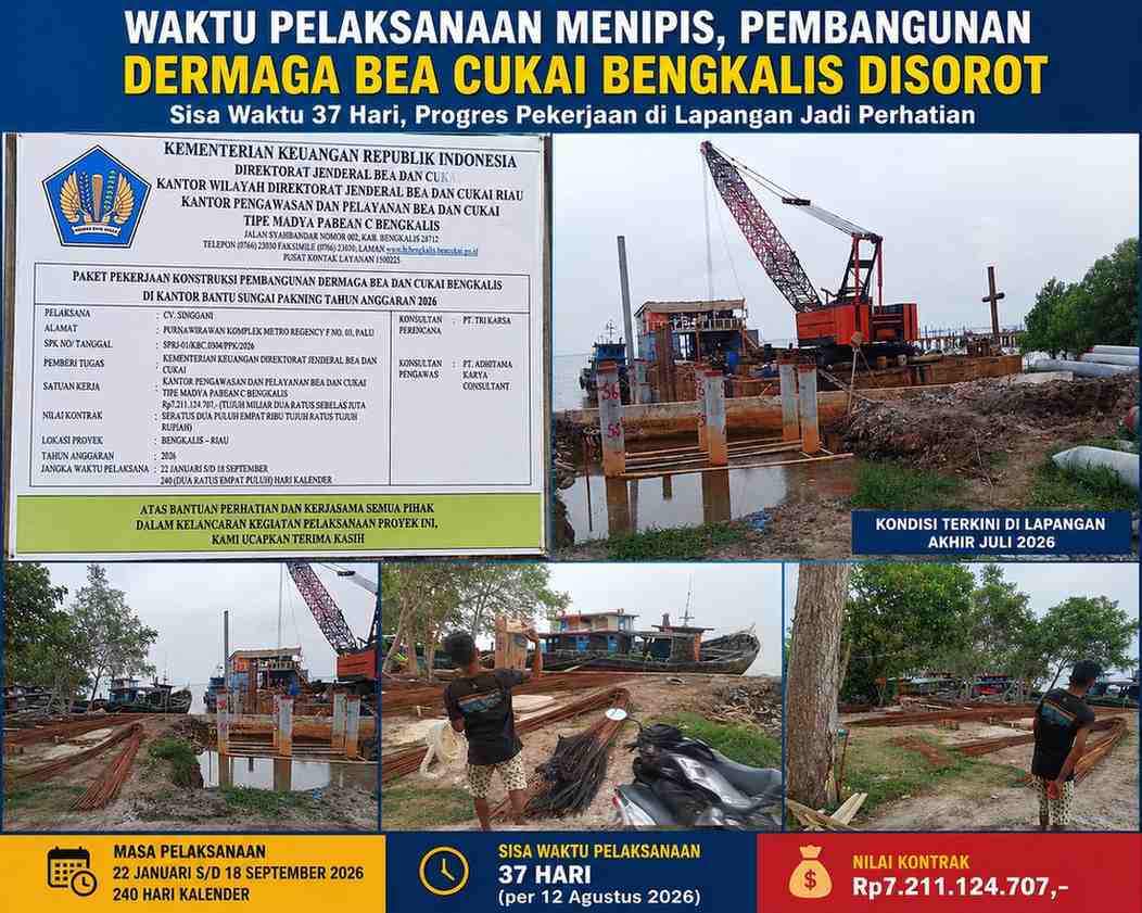 Waktu Pelaksanaan Menipis, Pembangunan Dermaga Bea Cukai Bengkalis Disorot