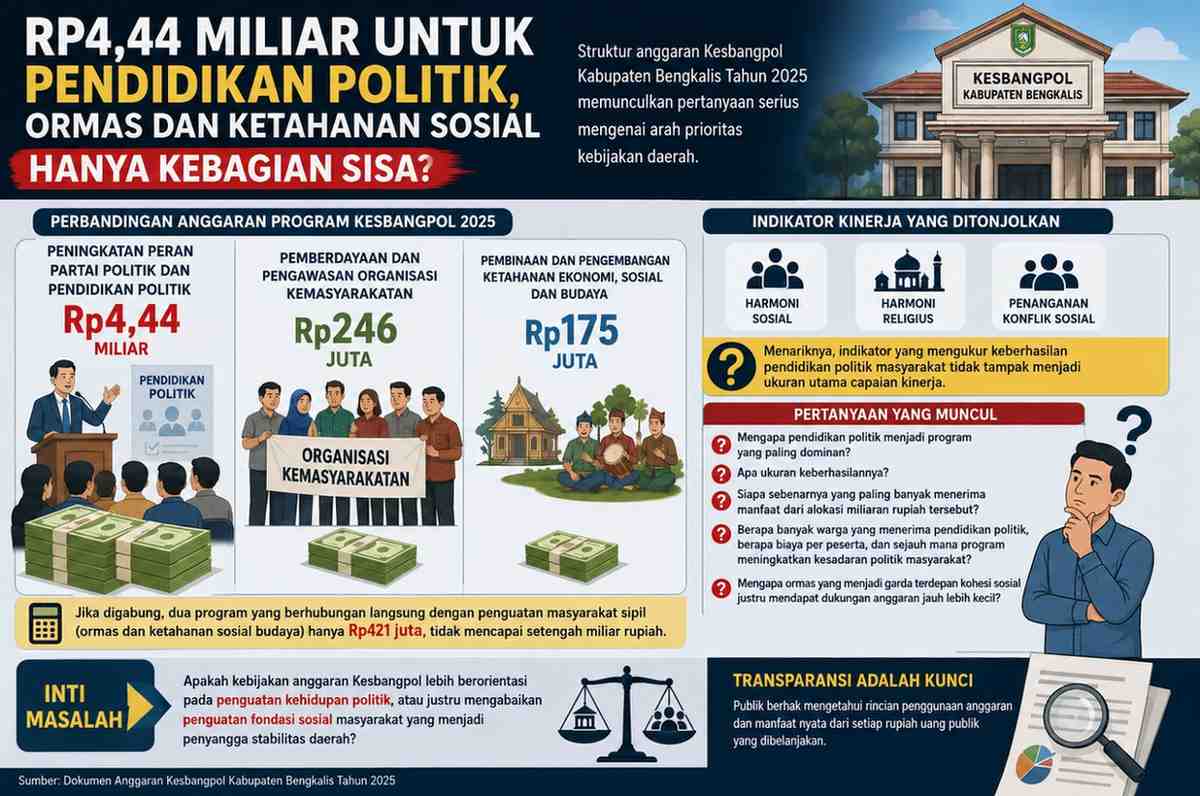 Rp.4,44 Miliar untuk Pendidikan Politik, Ormas dan Ketahanan Sosial Hanya Kebagian Sisa?