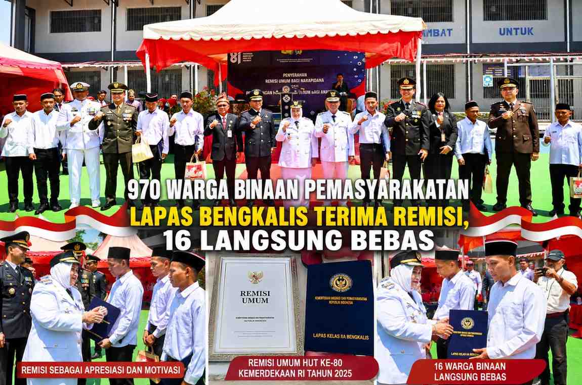 970 Warga binaan Pemasyarakatan Lapas Bengkalis Terima Remisi, 16 Langsung Bebas