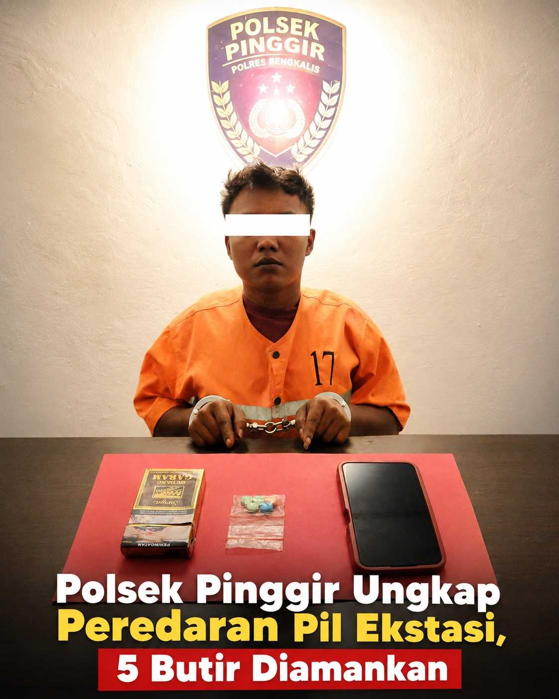 Polsek Pinggir Ungkap Peredaran Pil Ekstasi, 5 Butir Diamankan