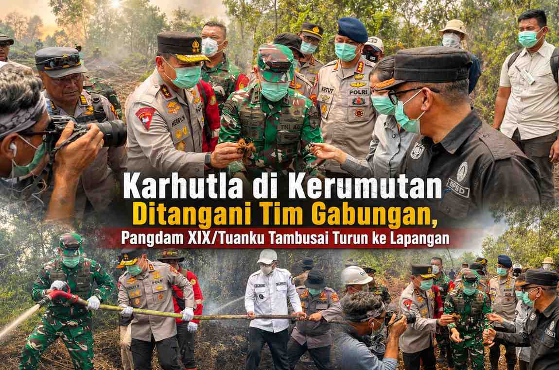 Karhutla di Kerumutan Ditangani Tim Gabungan, Pangdam XIX/Tuanku Tambusai Turun ke Lapangan