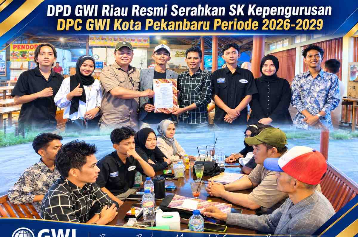 DPD GWI Riau Resmi Serahkan SK Kepengurusan DPC GWI Kota Pekanbaru Periode 2026-2029