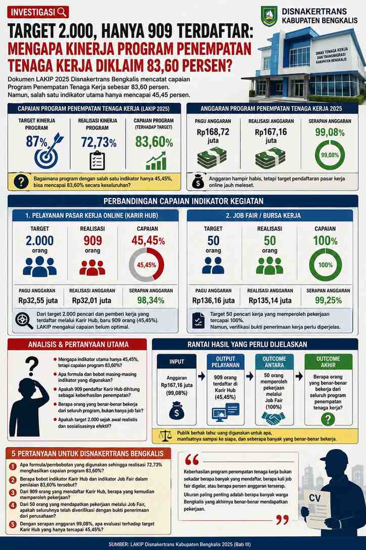 Target 2.000, Hanya 909 Terdaftar: Mengapa Kinerja Program Penempatan Tenaga Kerja Diklaim 83,60 Persen?