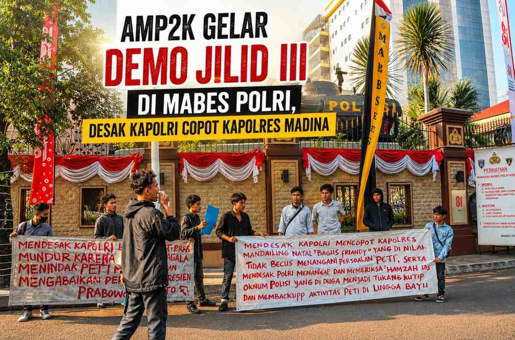 Lagi, AMP2K Gelar Demo Jilid III di Mabes Polri, Desak Kapolri Copot Kapolres Madina.