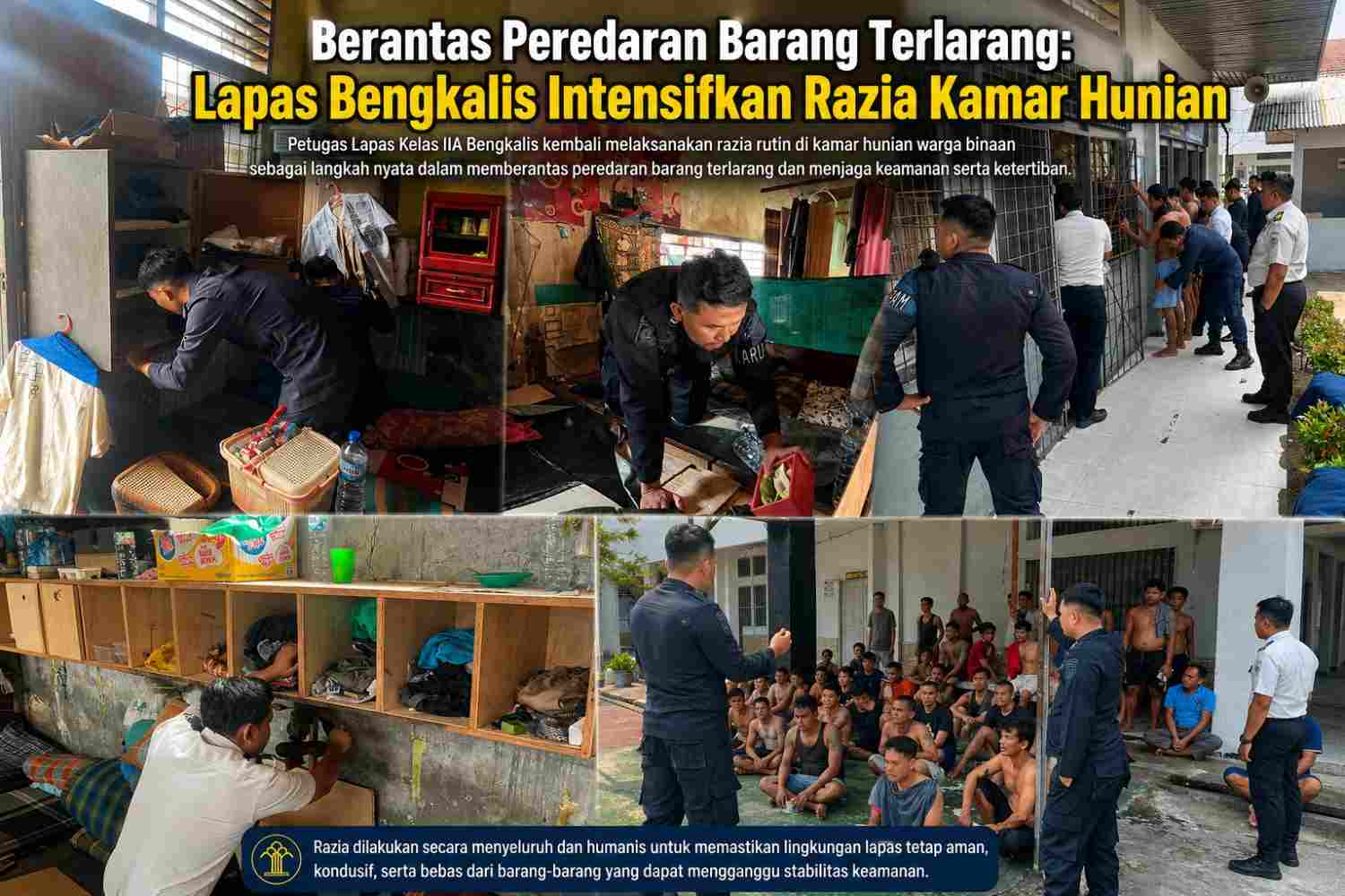 Berantas Peredaran Barang Terlarang: Lapas Bengkalis Intensifkan Razia Kamar Hunian