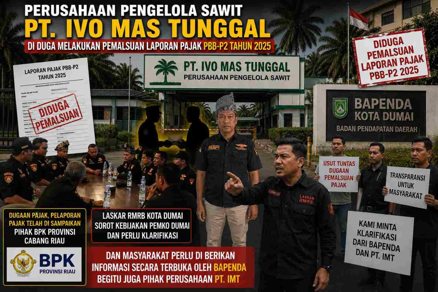 Laskar RMRB Kota Dumai Menyoroti Pelaporan Pajak PBB-P2 PT Ivo Mas Tunggal, Diduga Ada Penyelewengan.