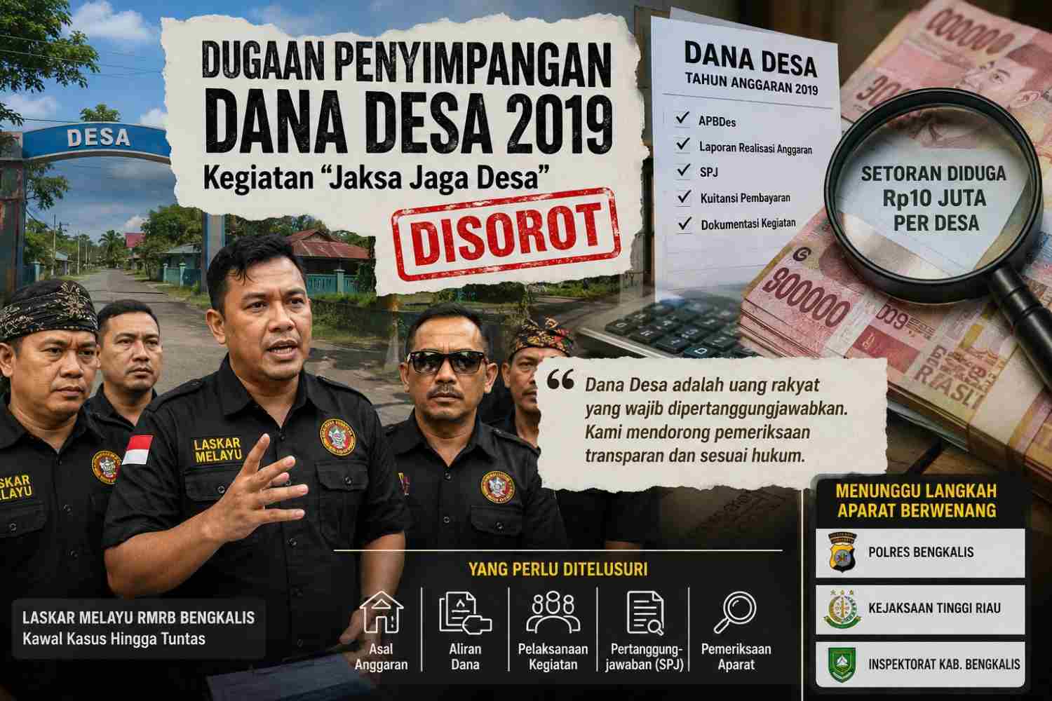 Dugaan Penyimpangan Dana Desa 2019 Kembali Disorot, Laskar Melayu RMRB Dorong Aparat Telusuri Aliran Anggaran