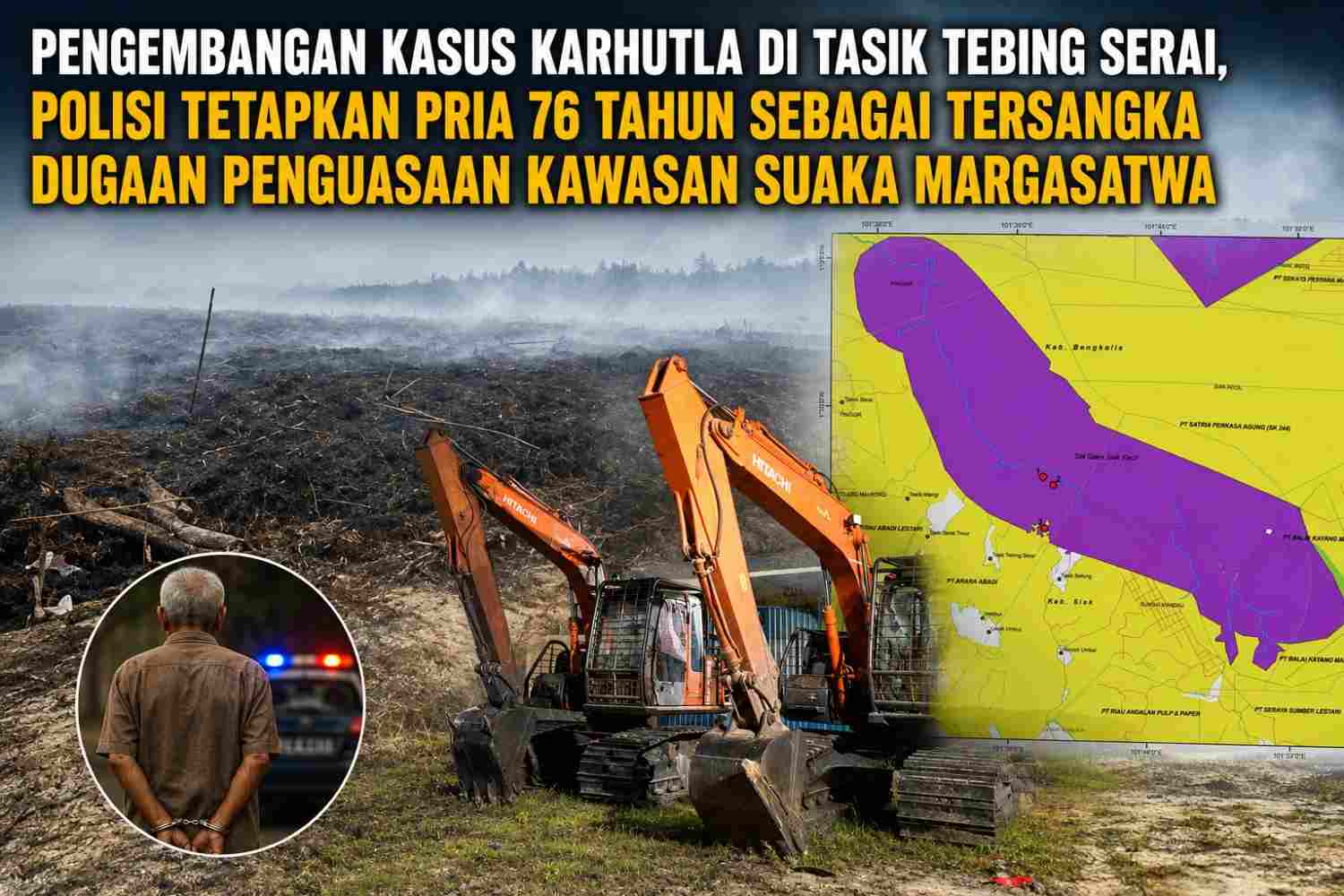 Pengembangan Kasus Karhutla di Tasik Tebing Serai, Polisi Tetapkan Pria 76 Tahun sebagai Tersangka Dugaan Penguasaan Kawasan Suaka Margasatwa