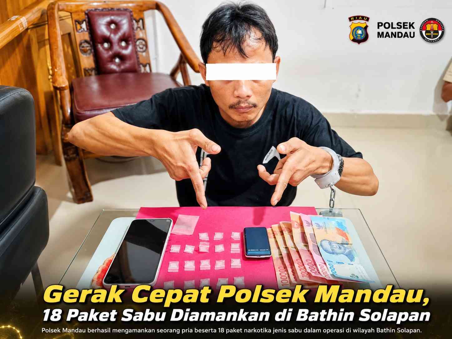 Gerak Cepat Polsek Mandau, 18 Paket Sabu Diamankan di Bathin Solapan