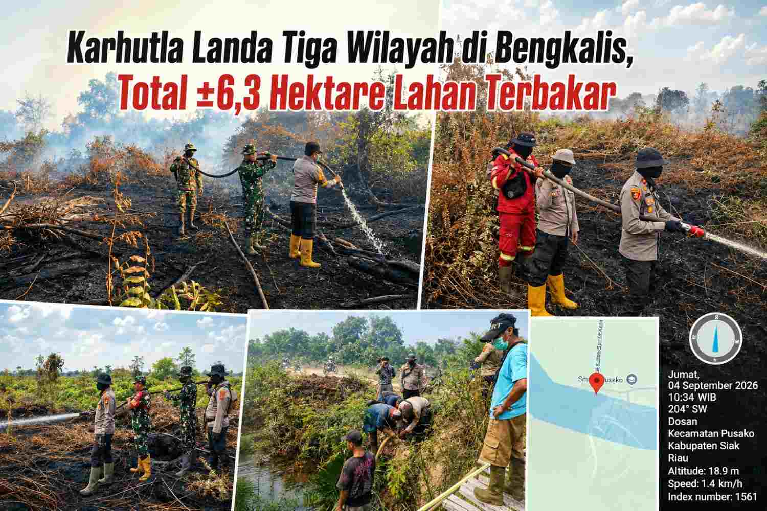 Karhutla Landa Tiga Wilayah di Bengkalis, Total ±6,3 Hektare Lahan Terbakar