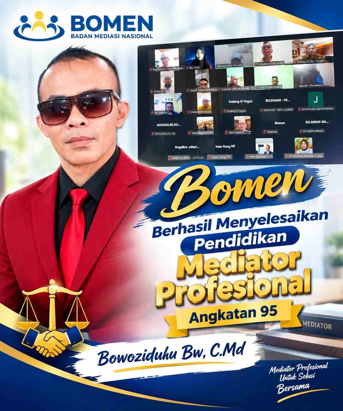 Bomen, Berhasil Menyelesaikan Pendidikan Mediator Profesional Angkatan 95