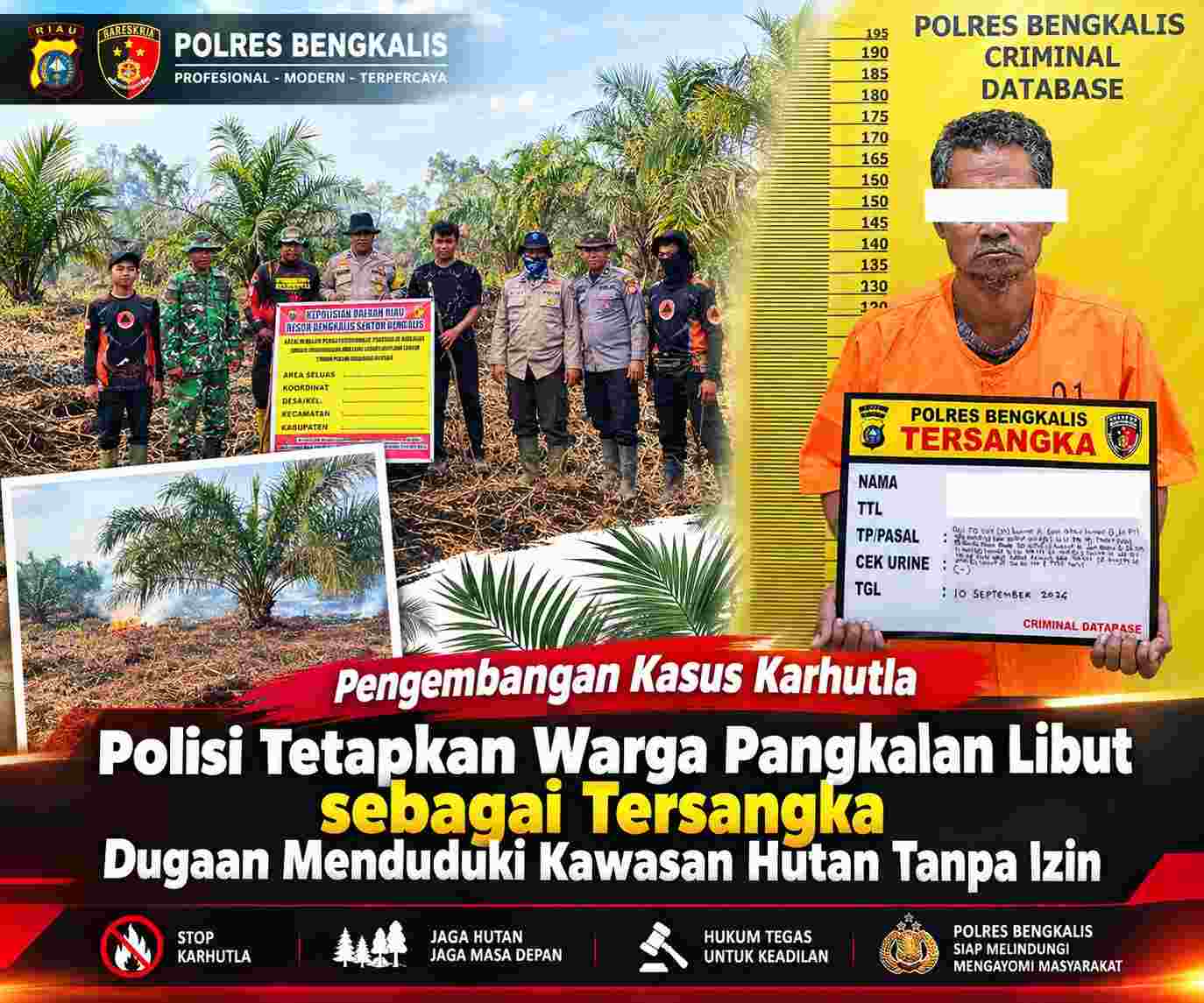 Pengembangan Kasus Karhutla, Polisi Tetapkan Warga Pangkalan Libut sebagai Tersangka Dugaan Menduduki Kawasan Hutan Tanpa Izin