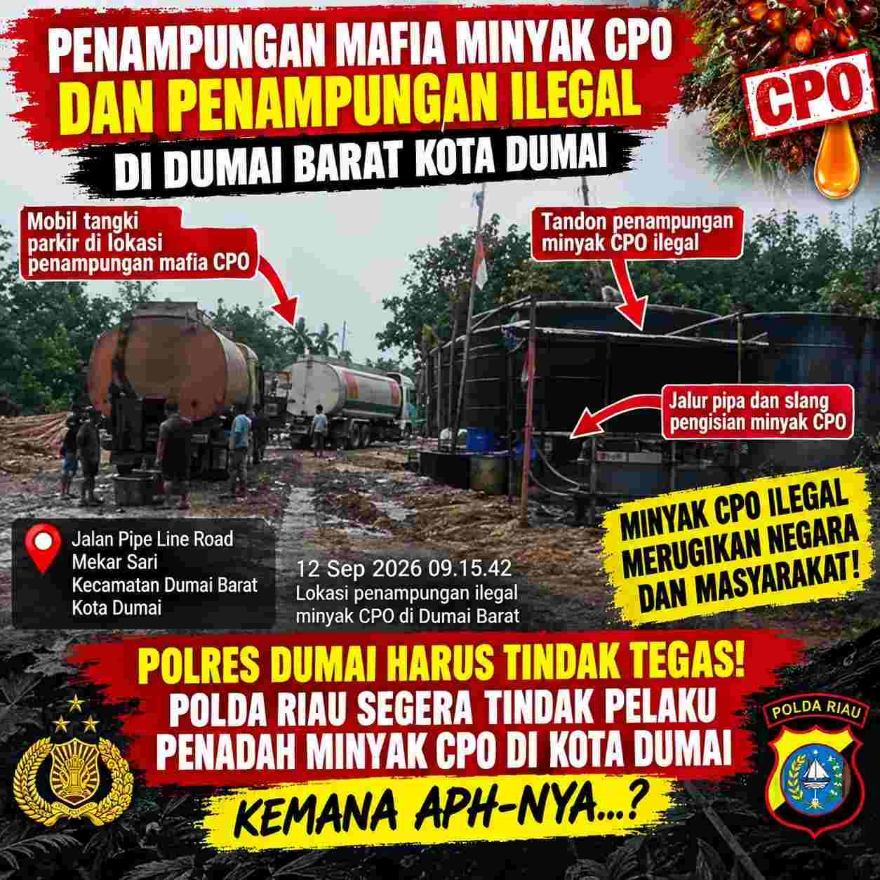 Diduga Milik Purwanto, Aktivitas Gudang Penampungan CPO Ilegal di Dumai Barat Kembali Menjamur.