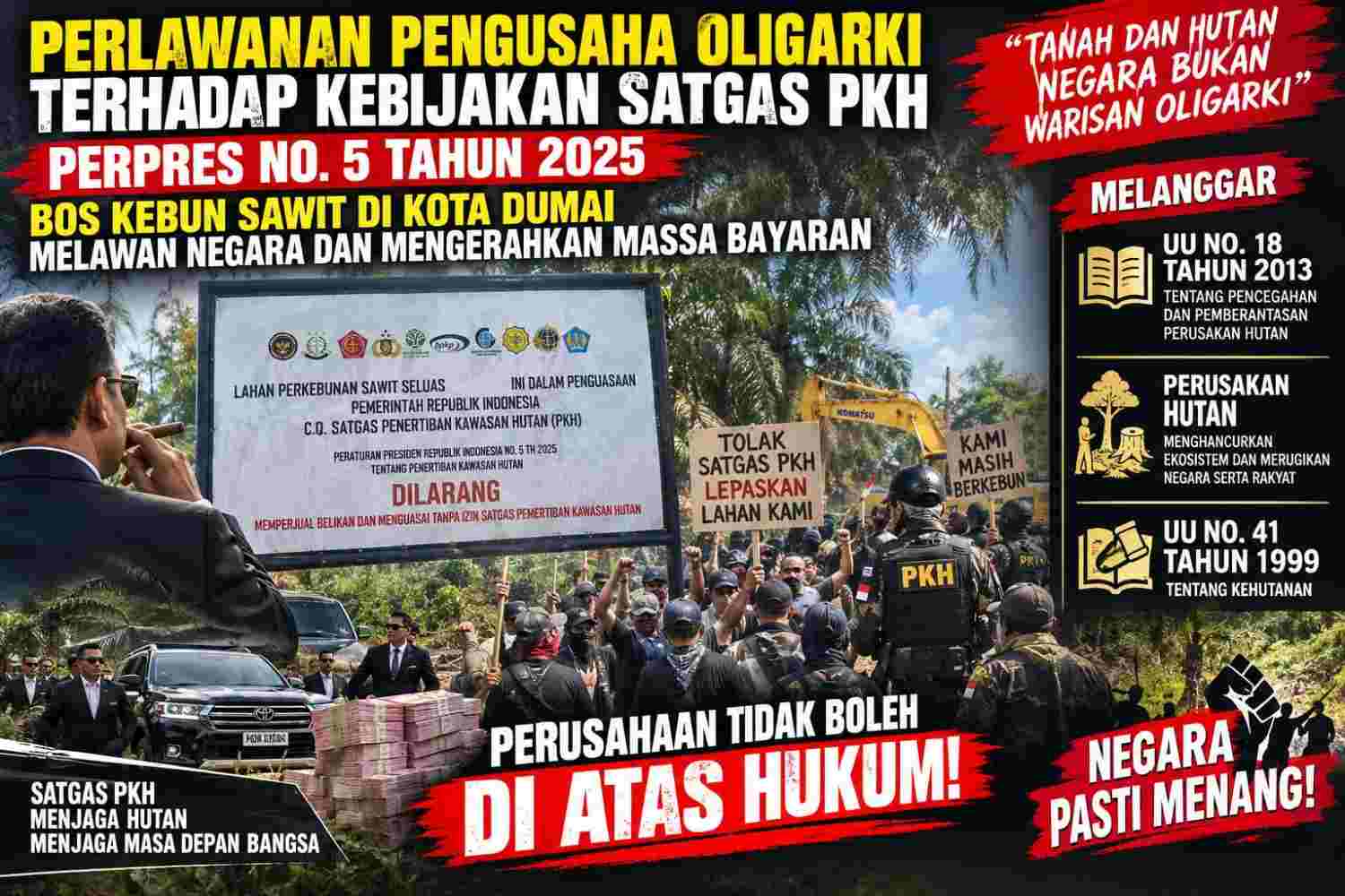 Plang Satgas Tidak Berdampak Terhadap BOS Sawit di Dumai karena Tidak Ada Proses Hukum Oleh Kejaksaan