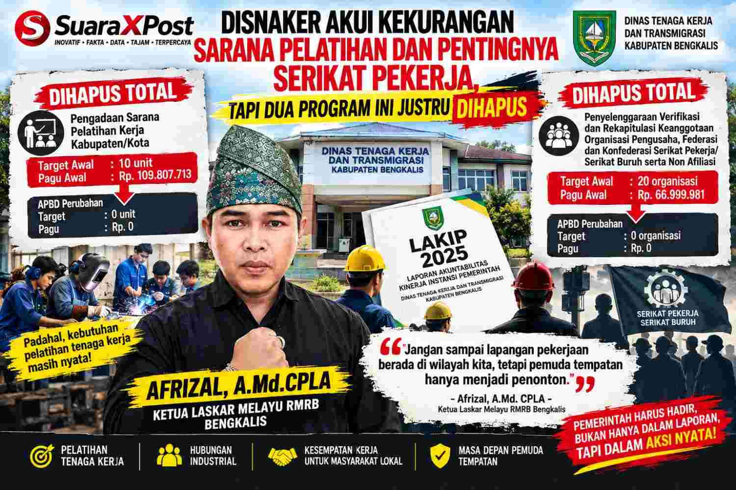 Disnaker Akui Kekurangan Sarana Pelatihan dan Pentingnya Serikat Pekerja, Tapi Dua Program Ini Justru Dihapus