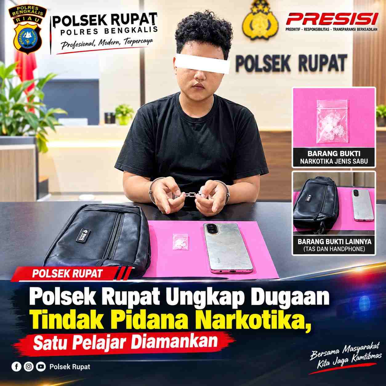 Polsek Rupat Ungkap Dugaan Tindak Pidana Narkotika, Satu Pelajar Diamankan