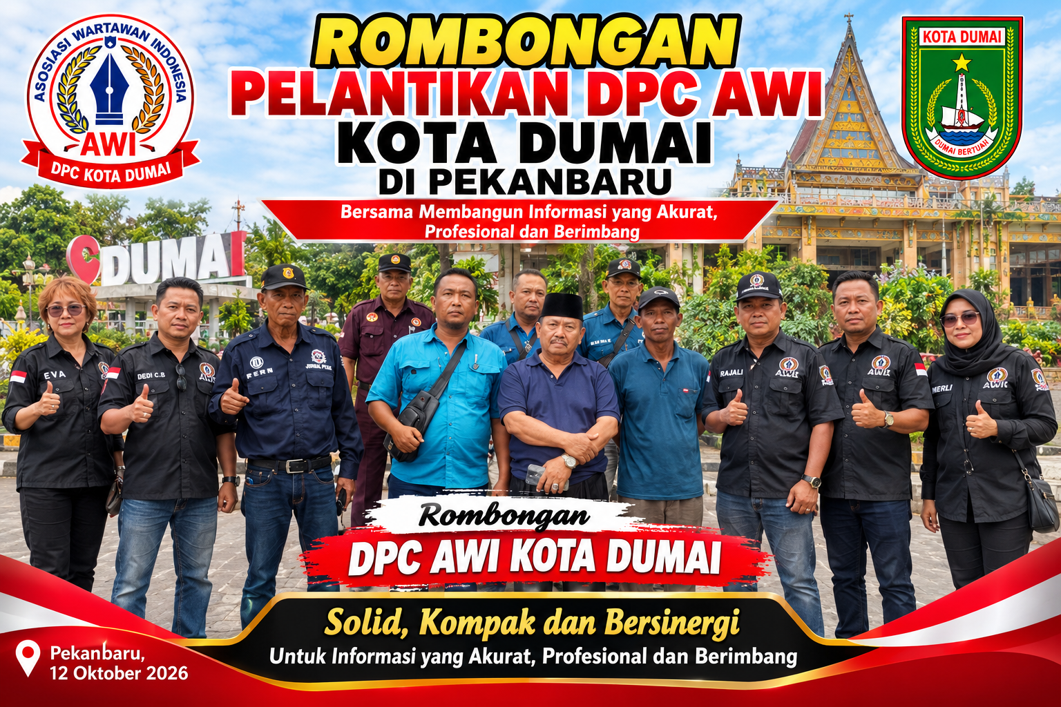 Matangkan Persiapan Pelantikan, Rombongan DPC AWI Kota Dumai Tiba Di Hotel Alpha Pekanbaru.
