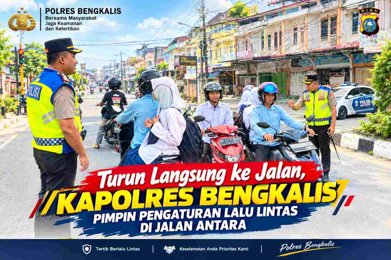 Turun Langsung ke Jalan, Kapolres Bengkalis Pimpin Pengaturan Lalu Lintas di Jalan Antara