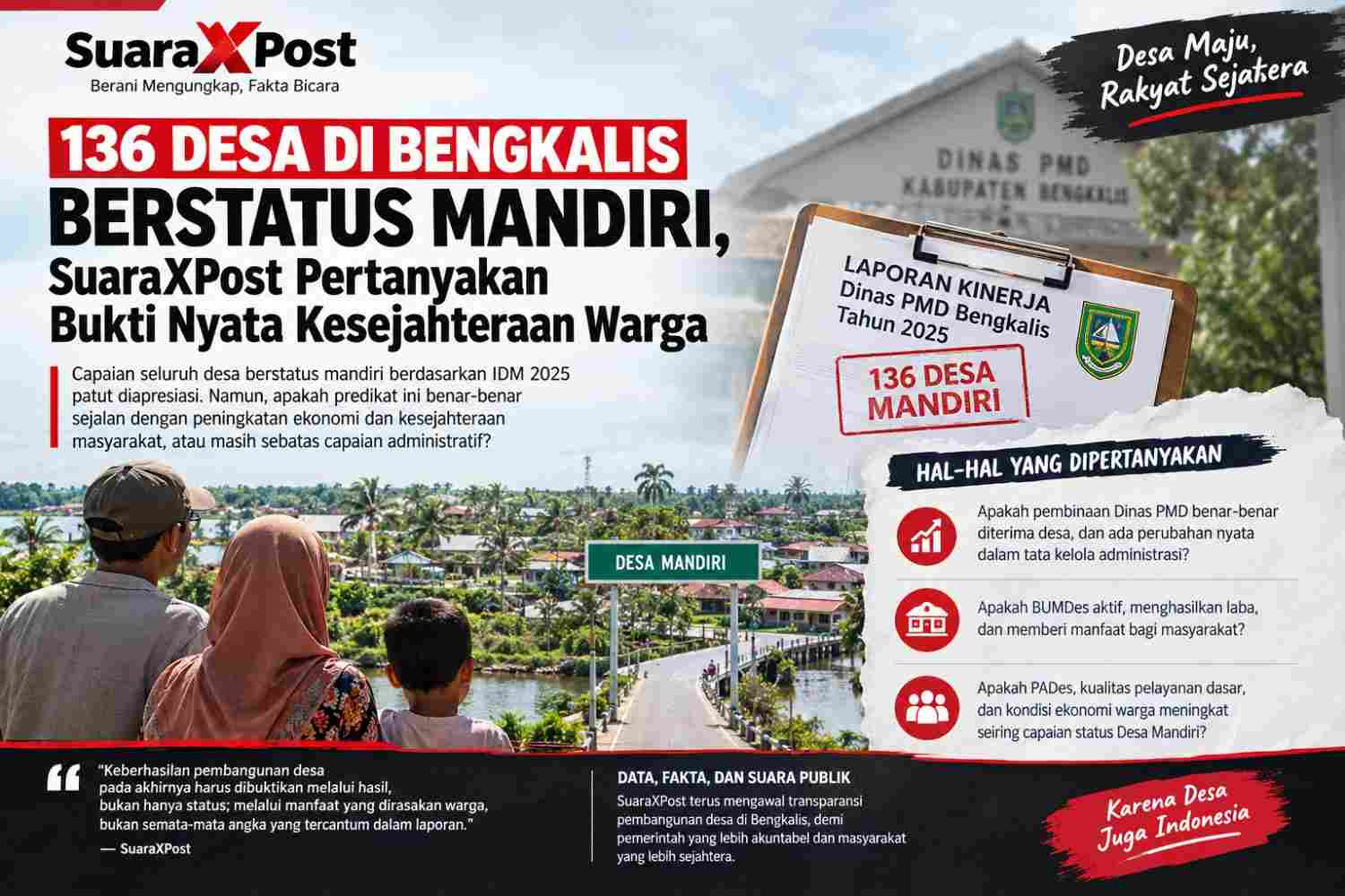 136 Desa di Bengkalis Berstatus Mandiri, SuaraXPost Soroti Bukti Nyata Kesejahteraan Masyarakat