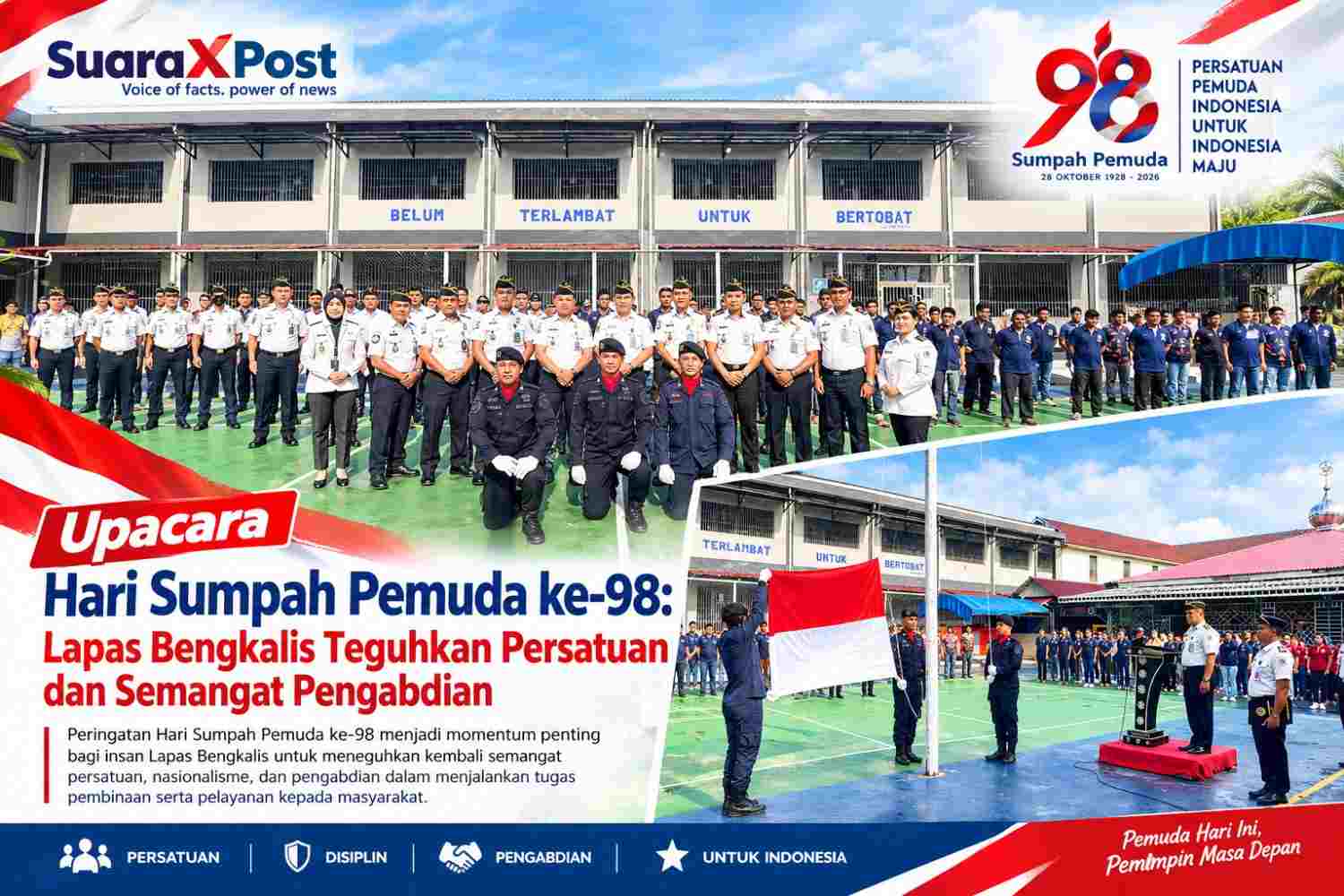 Upacara Hari Sumpah Pemuda ke-98: Lapas Bengkalis Teguhkan Persatuan dan Semangat Pengabdian
