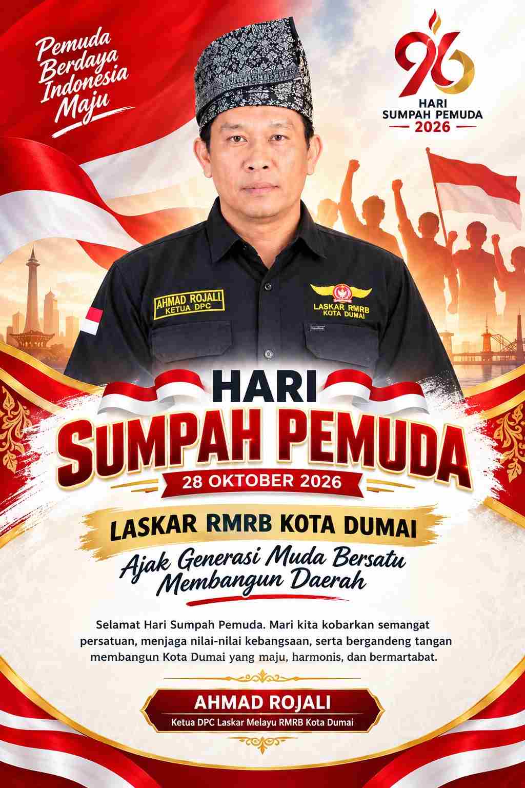 Hari Sumpah Pemuda 28 Oktober 2026,LASKAR RMRB KOTA DUMAI Ajak Generasi Muda Bersatu Membangun Daerah.