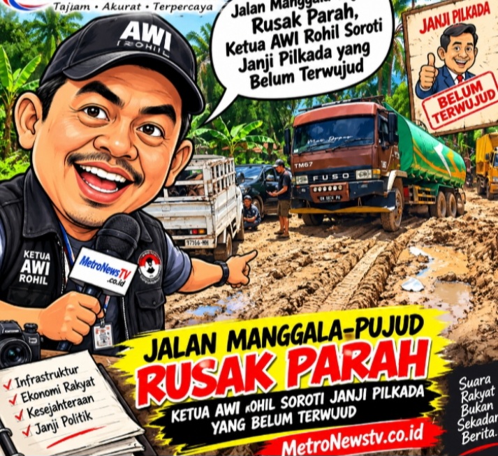Jalan Manggala Pujud Rusak (AWI) Rohil Desak Pemprov Riau dan Pemkab Rohil Turun Tangan.